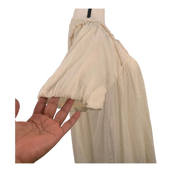 Umgee Boho Cream Sheer and Lace Baby Doll Dress Sz S - Picture 4 of 5